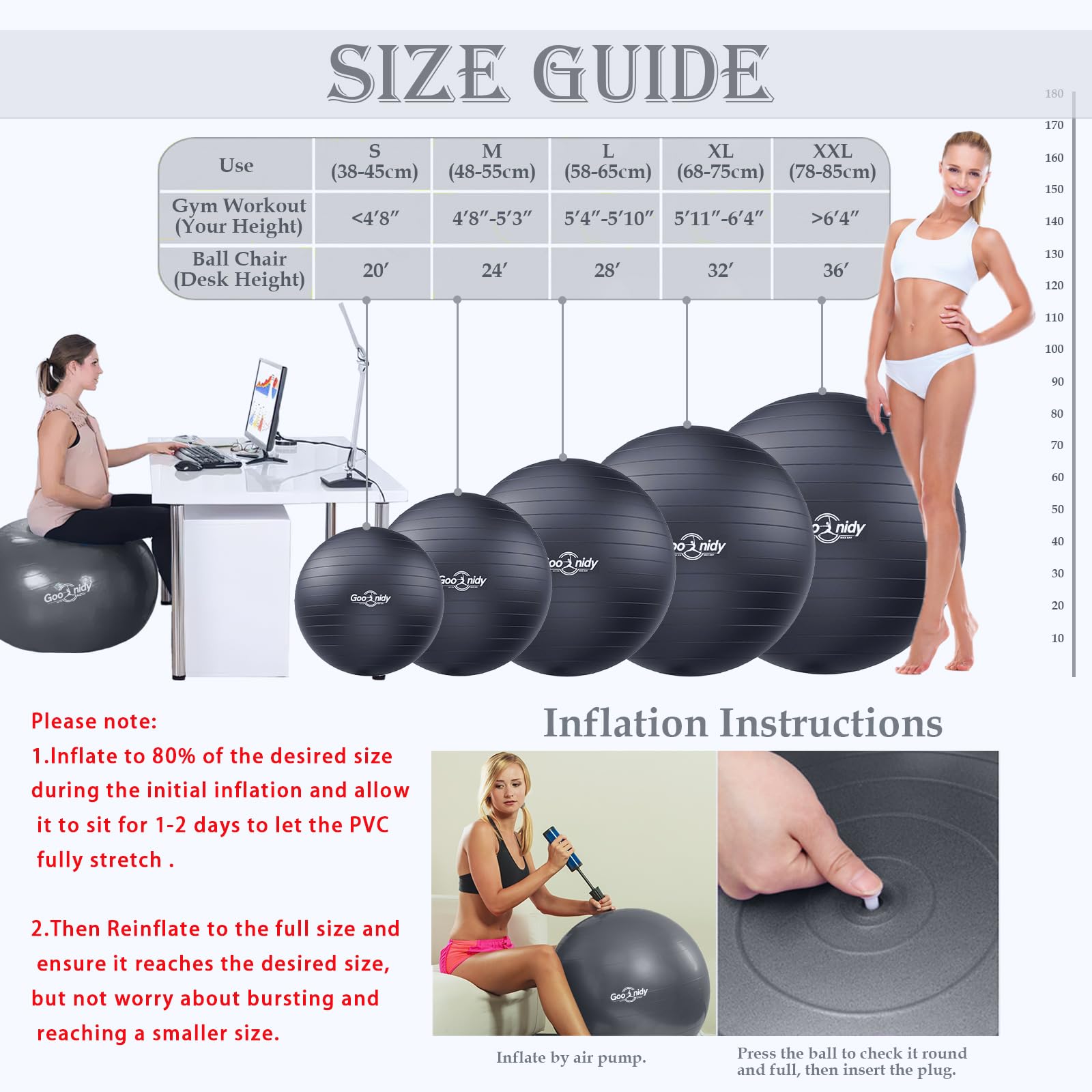 Gros Ballon Grossesse Gonflable Swiss Ball Chaise Femme Enceinte Pilates Gym Yoga Fitness Ergonomique