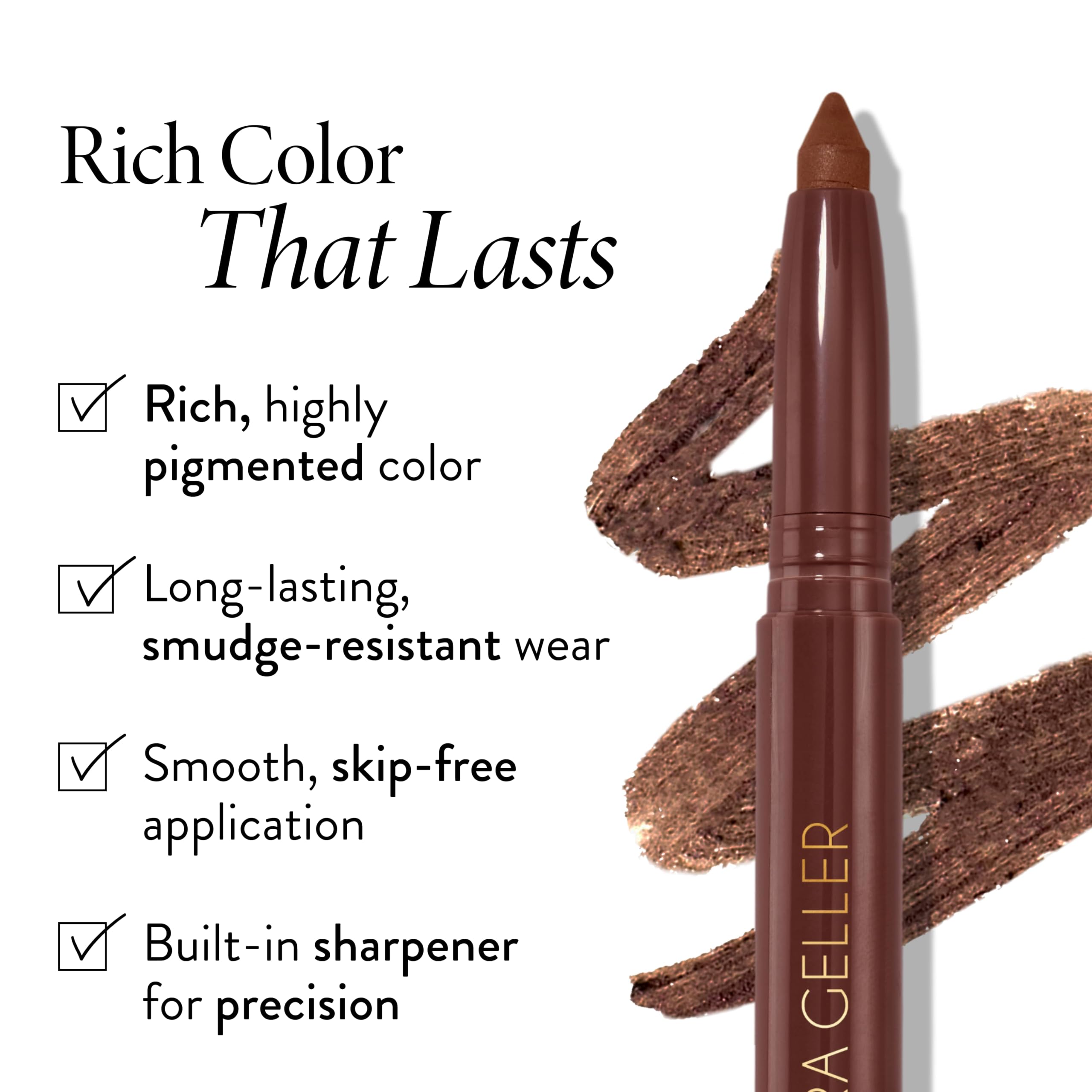 LAURA GELLER NEW YORK Kajal Longwear Kohl Eyeliner – Khaki Kohl – Koffein und Vitamin E – weiches und mischbares Futter – integrierter Spitzer
