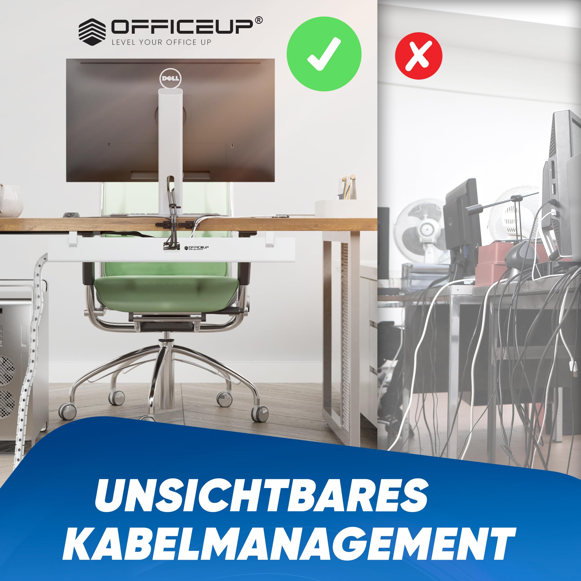 KABELKANAL XXL Schreibtisch - Kabelmanagement [Komplett Set] - Cable Management - Kabelhalter [Abnehmbar] - Kabelwanne - Jetzt erhältlich