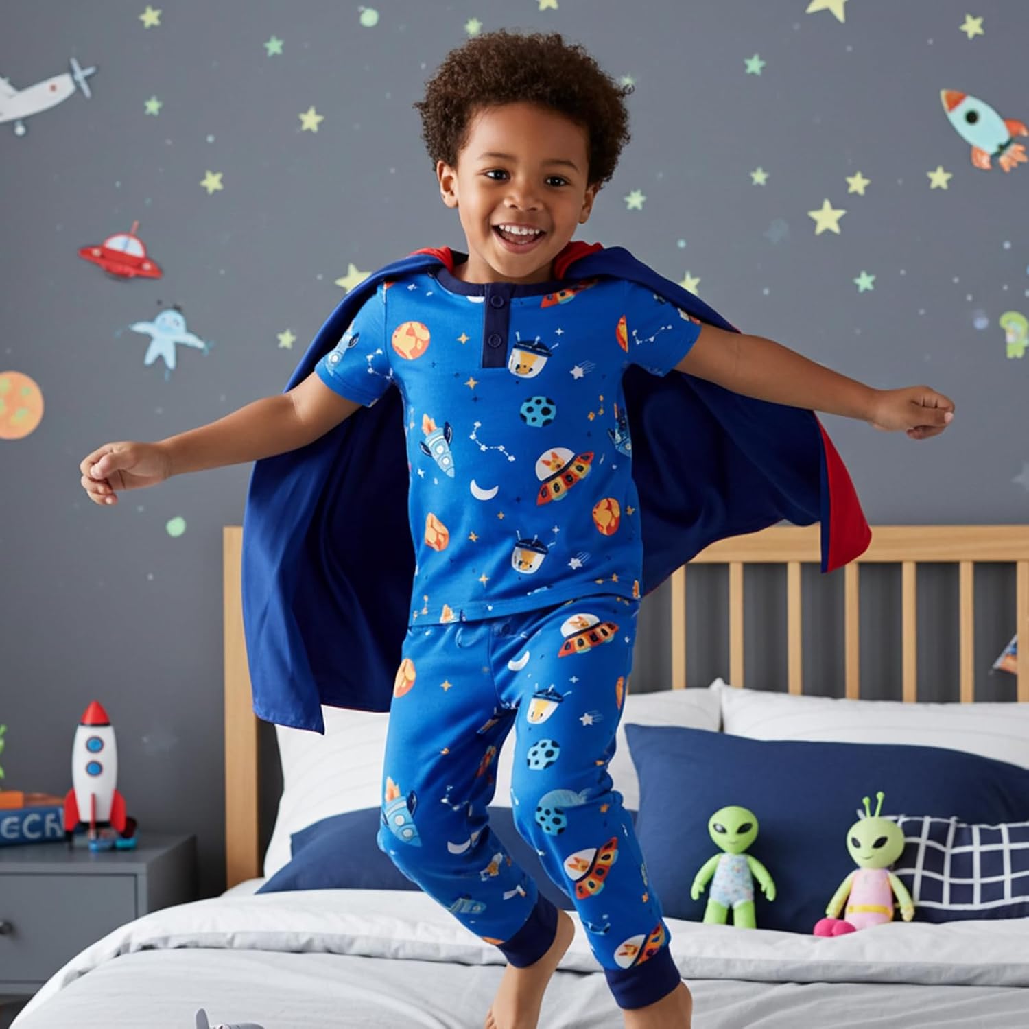 PATPAT Bamboo Viscose Pajamas Sets for Boys Girls Kids Toddler, 3 Pack Shorts & Pants Sleepers, Ultra-soft Snug Fit Pjs 2-12Y - Image 2