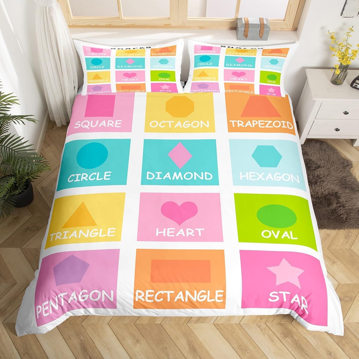 Feelyou Multiplication Bedding Set Twin, Math Games Duvet Cover for Kids Educational Comforter Cover Learning Time Bedspread Cover Breathable Bedding Collection 2Pcs (No Comforter)