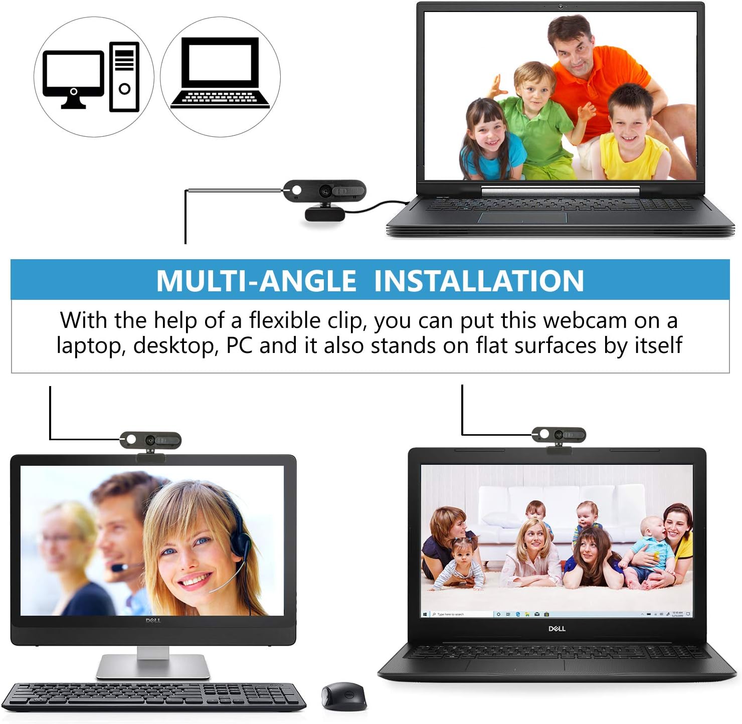 ELECOM Full 1080P Webcam 30FPS with Built-in Microphone Advanced Auto-Focus Privacy Cover for PC Desktop & Laptop (WEBCAM-101BK)
