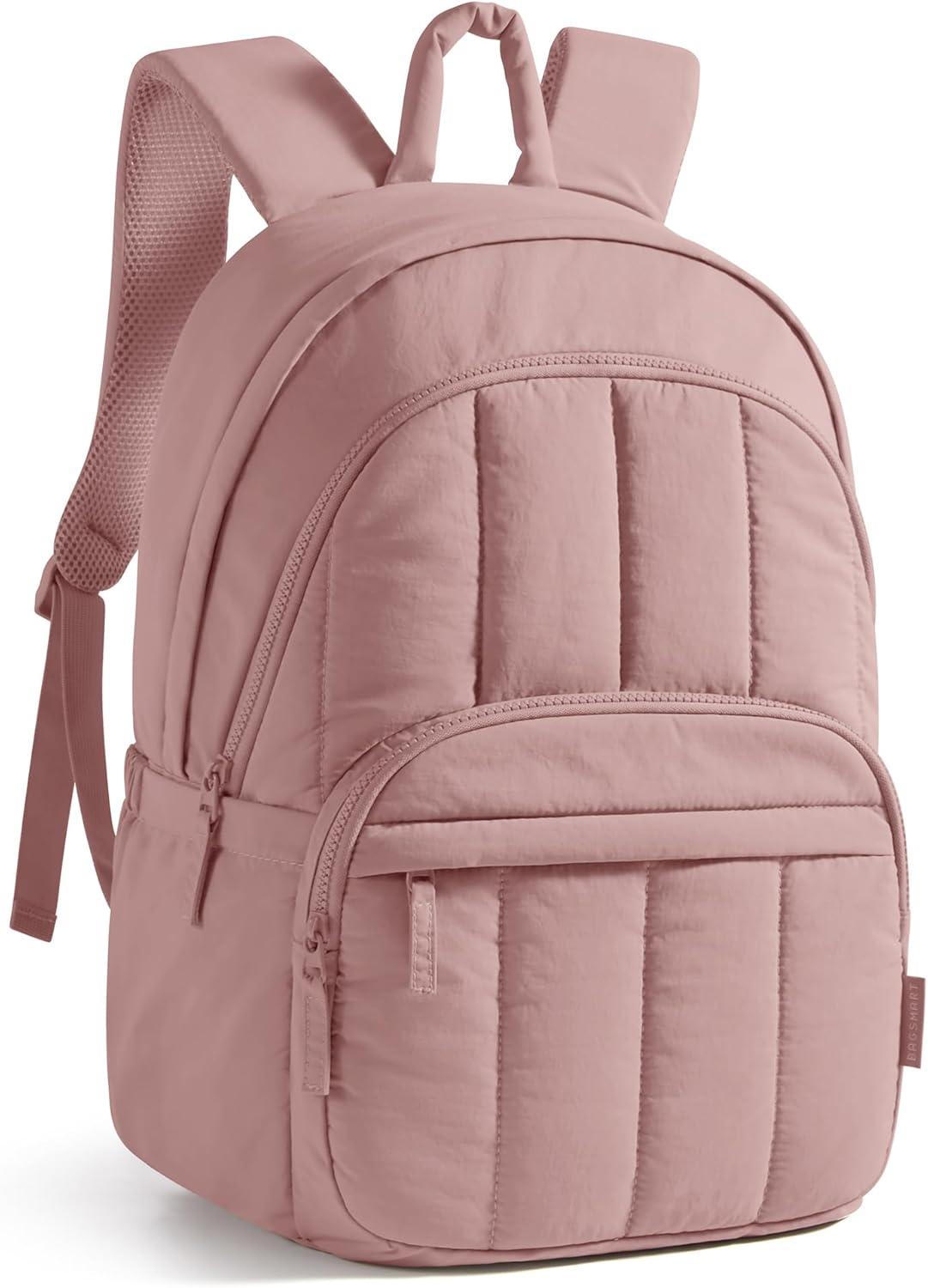 BAGSMART Womens Backpack Travel Laptop Backpack for Women, Quilted College Laptop Bookbag, Work Back Pack for Women, Cute Computer Water-Resistant Casual Daypack, Puffer Dark Pink