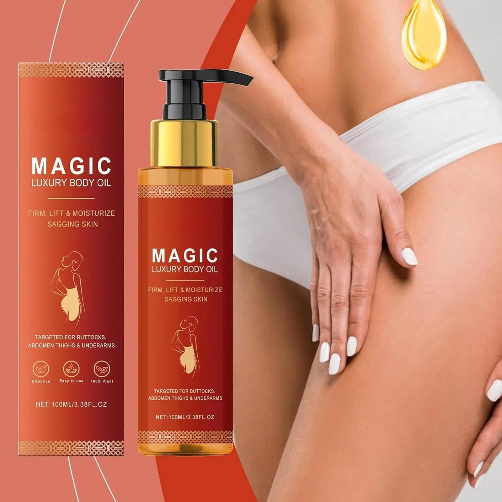 Liora Life körperöl, Liora Life Lifting Body Oil, Magic Luxury Body Strafting Oil, Feuchtigkeit und Nahrhafte Creme, Reduziert Feine Linien, Verbessert die Elastizität, Sanfte Formel(5PCS)