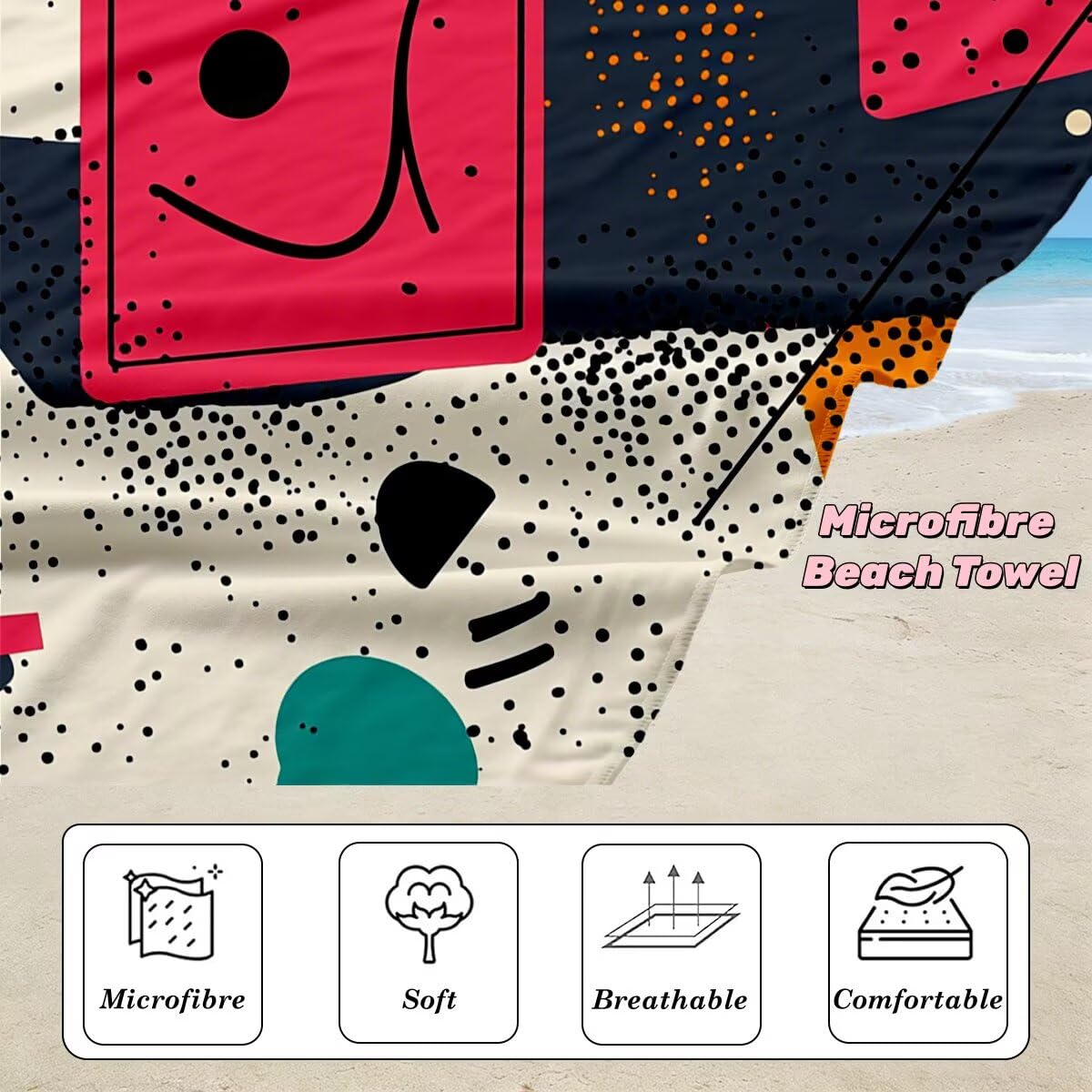 Toalla Playa 80x160 cm, Toalla Gimnasio Microfibra Secado Rapido, Juego de 2 Antiarena Toallas de Playa, Ligera Compacta Toallas Microfibra Grande para Viaje, Regalo Hombre Mujer (Abstracto) -5055