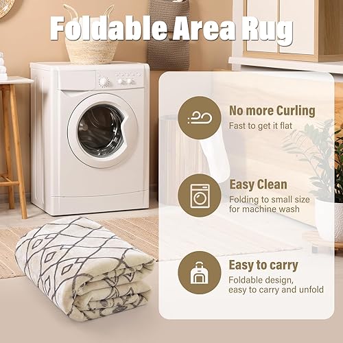 Miniatura 7 de Alfombras lavables de 3 x 5 pies para sala de estar, antideslizantes, estilo bohemio, marroquí, para dormitorio, interiores, entrada, alfombra