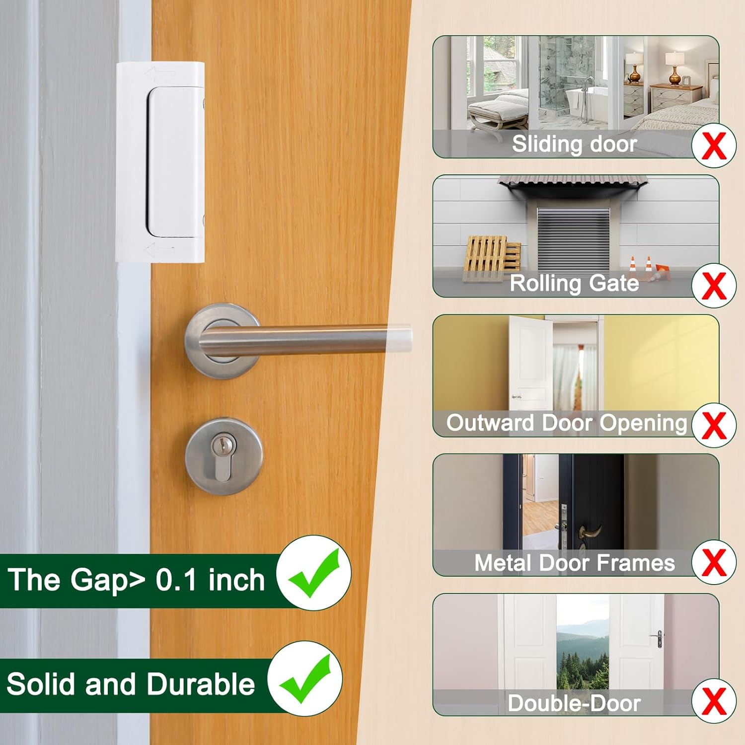 uxcell 4 Pack Home Security Door Lock, Door Reinforcement Lock 3 Inch Stop Withstand 800lbs, Front Door Kick in Security Protector for Inward Swinging Door, White