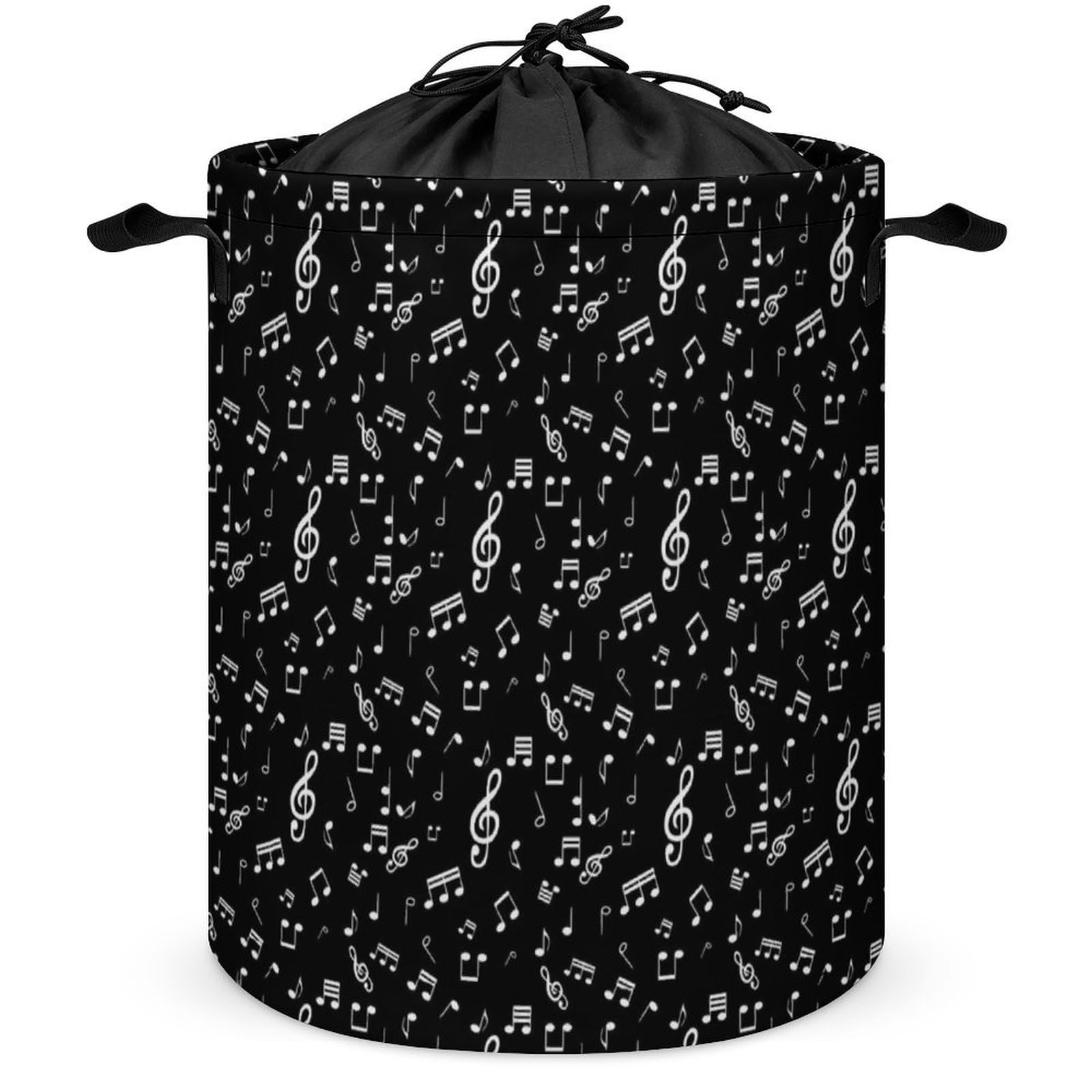 Qjjinxior Drawstring Laundry Hamper, Music Note Laundry Basket, Washing Basket with Handle