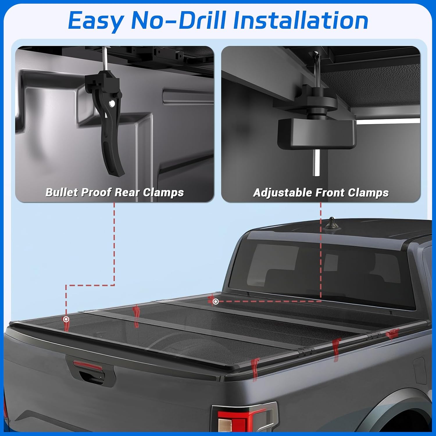 PZ FRP Hard Tri-Fold Truck Bed Tonneau Cover Compatible with 2019 2020 2021 2022 2023 2024 2025 Ford Ranger 5FT (61") Hard Bed Covers