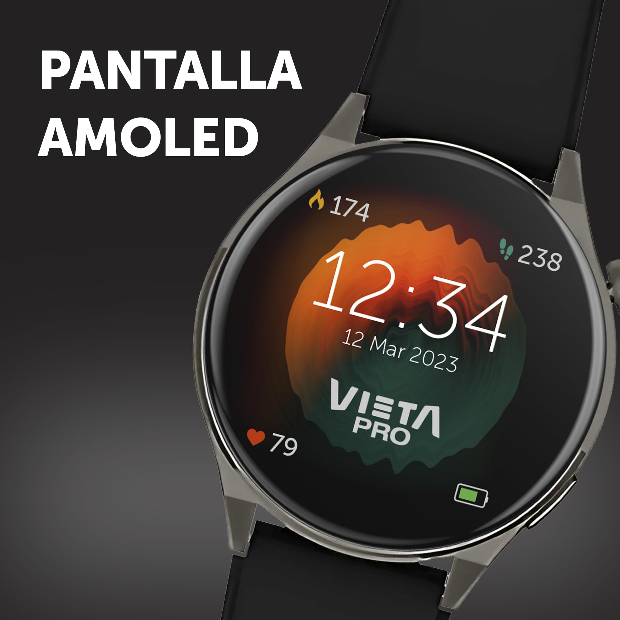 Vieta Pro - Reloj Inteligente Mujer Deportivo con Llamadas, Control de sueño, Contador de Pasos | Smartwatch de Mujer Redondo con pulsómetro, notificaciones y Pantalla AMOLED de 47mm | Wear 2 MAX