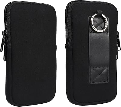 Mobile Phone Belt Pouch, Cell Phone Belt Clip Case Men, Small Phone Belt Holder for iPhone 16 15 Pro, 6.1" Universal Waist Pack Belt Loop Holster Carrying Bag for Work Hiking Camping Barbecue, Black