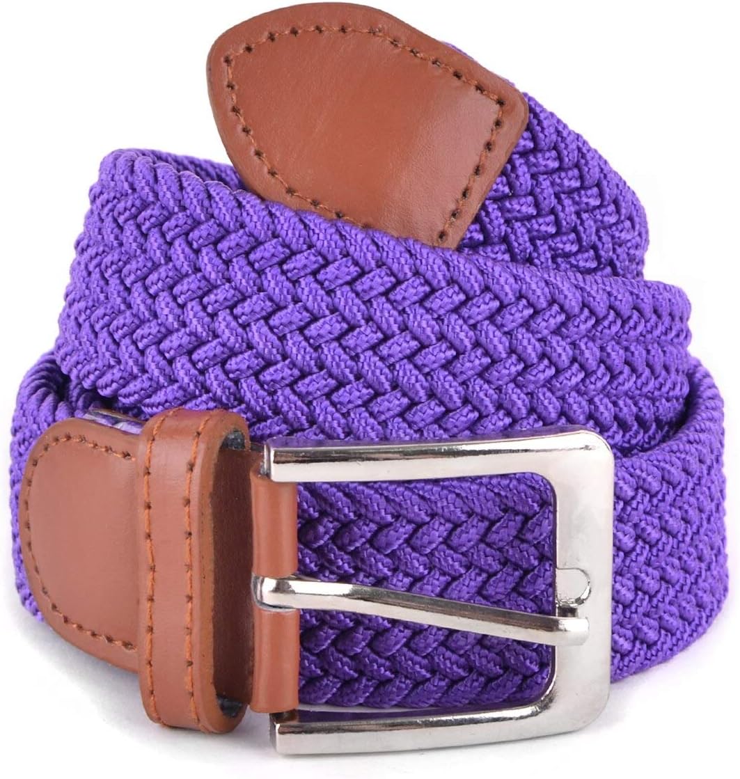 Umo Lorenzo Stretch Braided Woven Golf Belts without Holes, Elastic Casual Belts for Men and Women