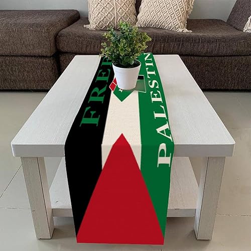 Elegantes caminos de mesa estilo arpillera, camino de mesa de centro de Palestina, 14 x 72 pulgadas, bandera de ciudad, recuerdo, bufanda, mesa de Elegantes caminos de mesa estilo arpillera, camino de mesa de centro de Palestina, 14 x 72 pulgadas, bandera de ciudad, recuerdo, bufanda, mesa de