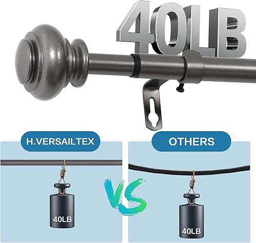 Miniatura 30 de H.VERSAILTEX - Cortinero para ventana ajustable y decorativo de 3/4 pulgadas de diámetro, para una sola ventana, con remates clásicos