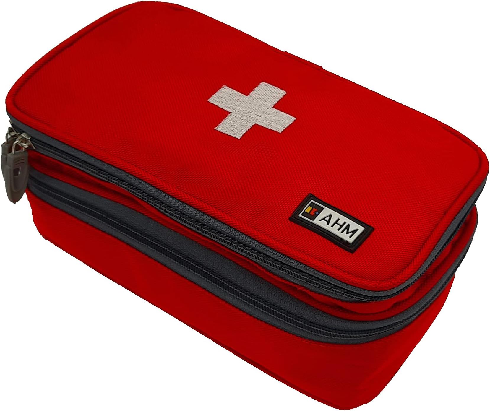 AHM Emergency First Aid Organizer, Portable Survival kit Empty Case for Home Outdoor Travel Rescue, Nurse Bag, Medical Equipment Clinical Box with Inner Dividers - (Maroon)