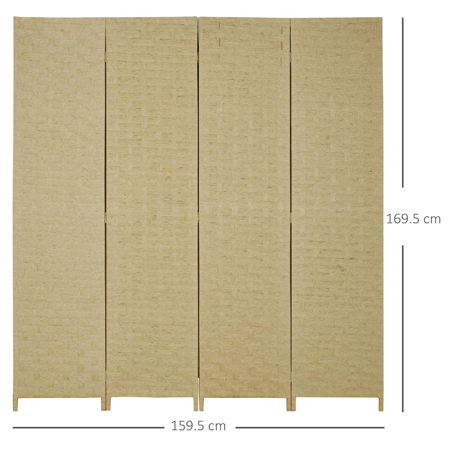 Paravento da Interno 4 Ante in Legno Pieghevole e Salvaspazio Altezza 170cm Marrone
