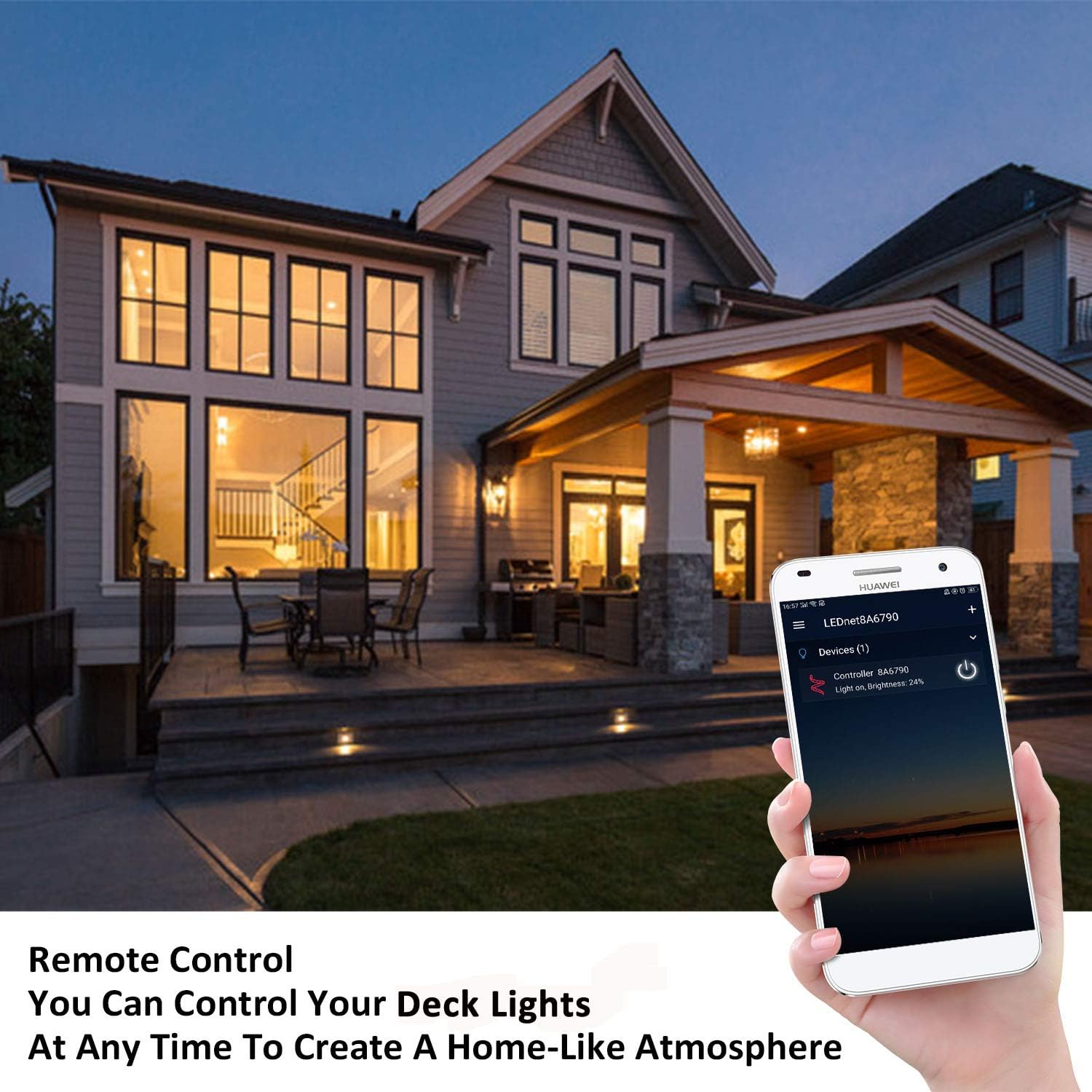 Get Cheap Price QACA WIFI Controlled LED Deck Lights Multi Color Outdoor IP67 Waterproof Φ1.18Low Voltage Step Lights In-Ground Lights, Smart Phone APP Controlled, Compatible with Alexa Echo and Google Home, 10 Pack