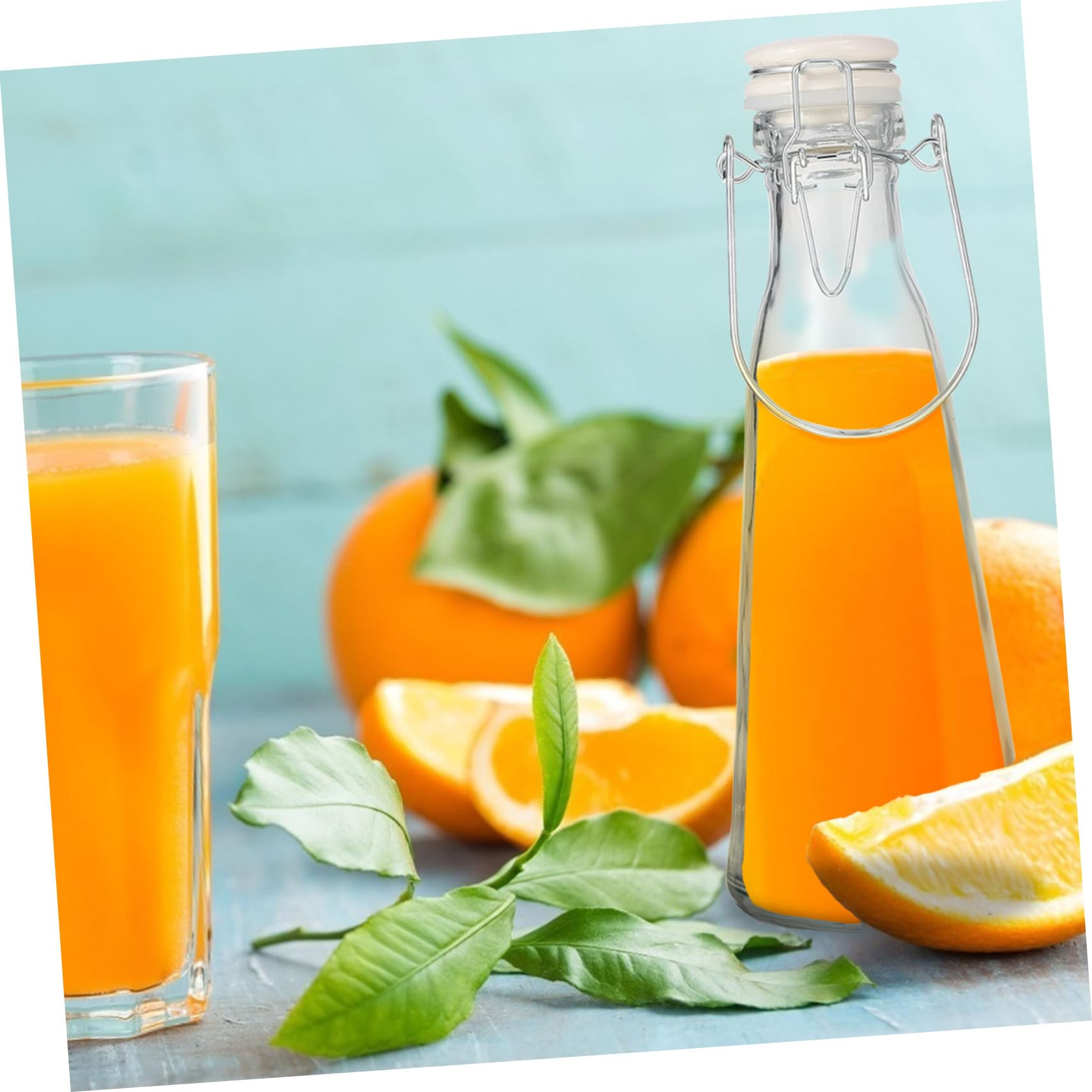 Bottiglia in Vetro con Tappo a Chiusura Ermetica 2 Pezzi 500ml e 1000ml per Olio, Latte e Bevande