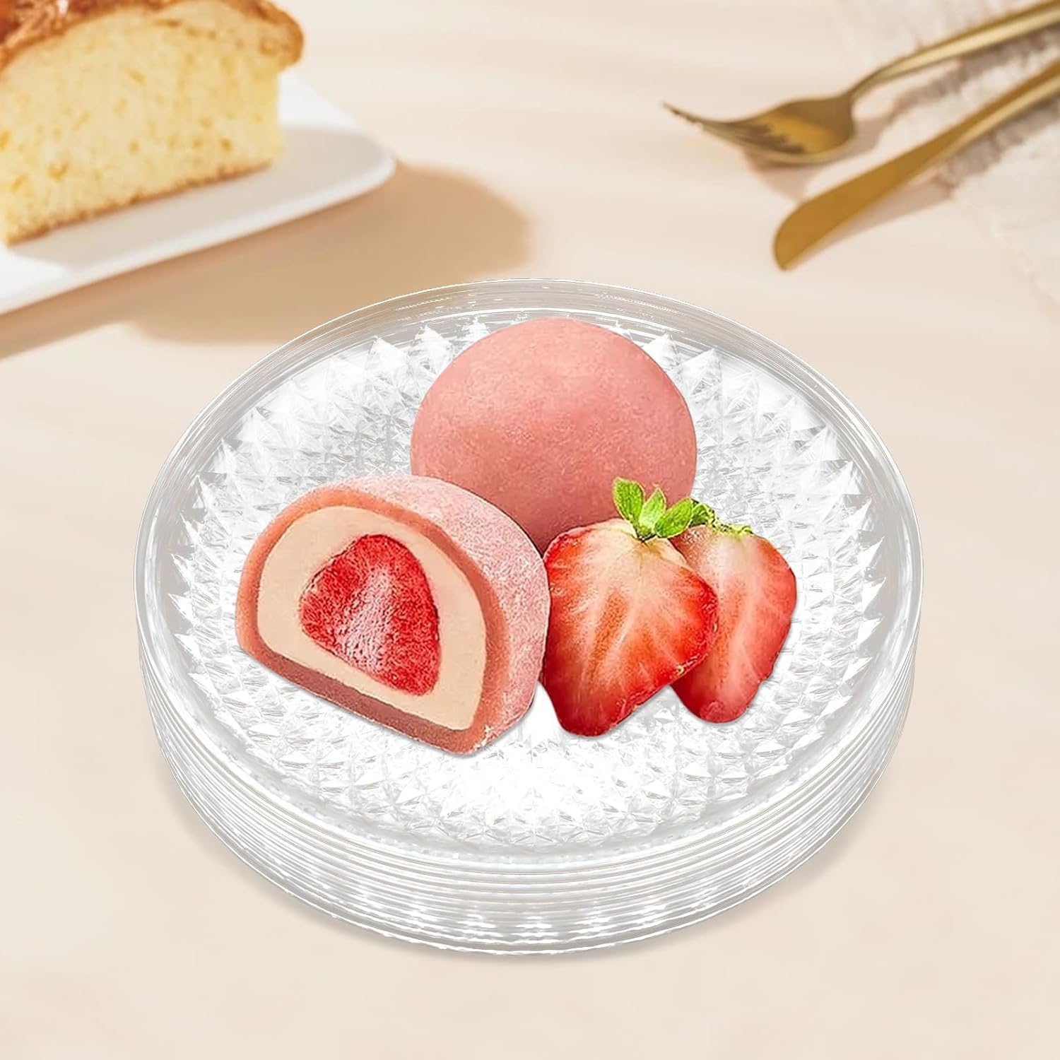 10 Pack Clear Plates 14" Clear Plastic Plates, Serving Platter Perfect for Wedding, Party, for Valentine Party Food Cake Cookie Fruits Birthday Wedding Supplies