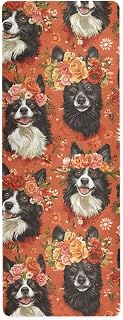 Flower Crown Border Collie Yoga Mat Non Slip Thick Kids Eco Friendly Rubber Workout Foldable Yoga Mat Women Exercise