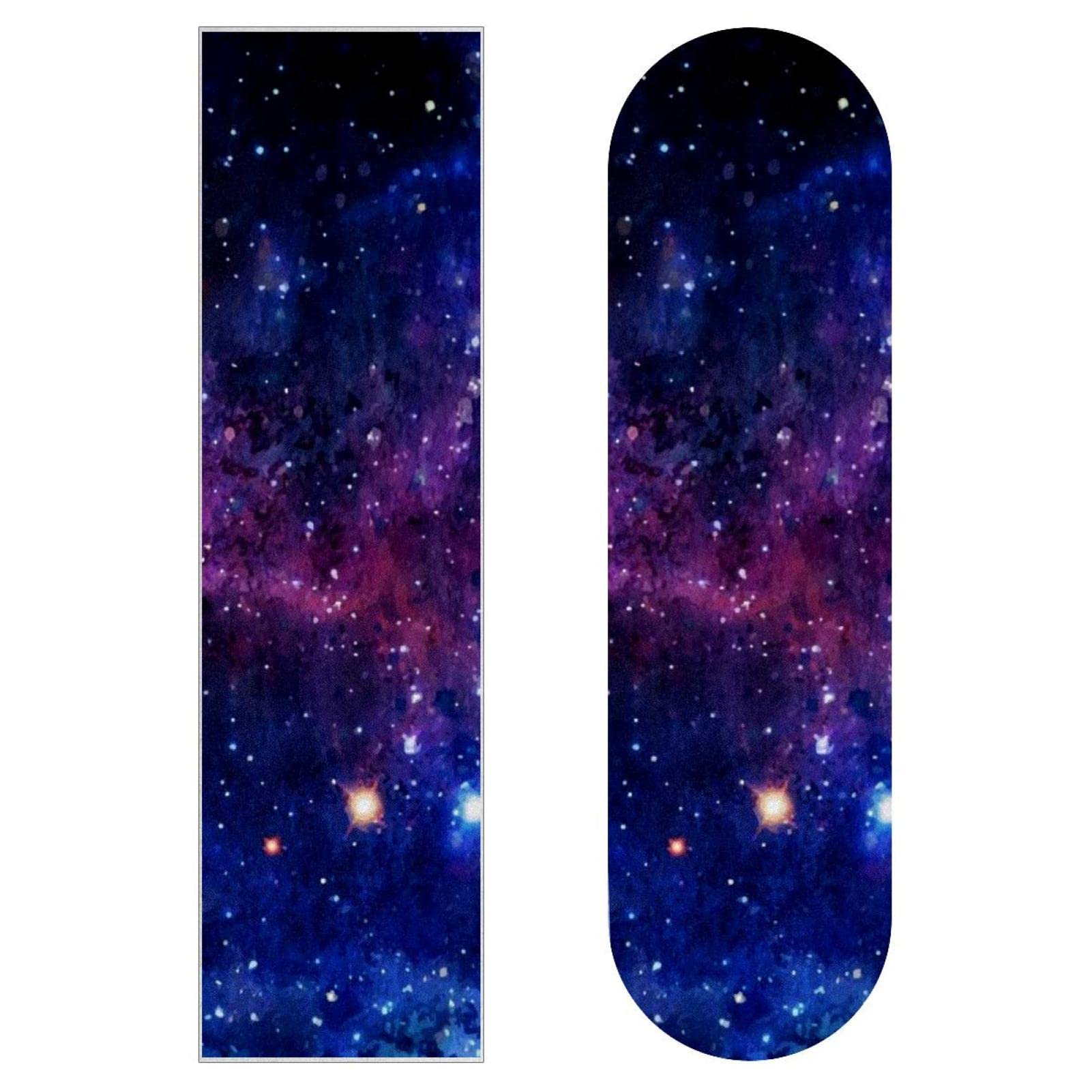Watercolor Galaxy Lot de 2 feuilles de papier abrasif pour planche de skateboard et longboard