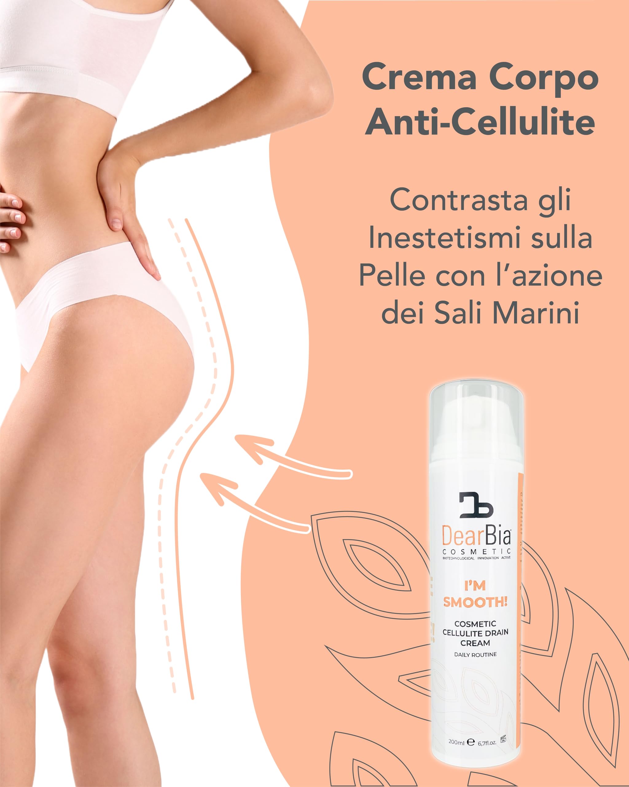 DearBia Crema Anticellulite Forte - Drenante per Gambe e Glutei, Rassodante Corpo - Made in Italy