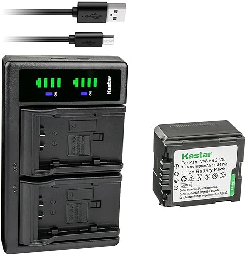 Miniatura 10 de Kastar Paquete de 2 baterías VW-VBG130 y cargador USB LTD2 de repuesto para Panasonic VDR-D50, VDR-D51, VDR-D210, VDR-D220, Panasonic VW-VBG070,