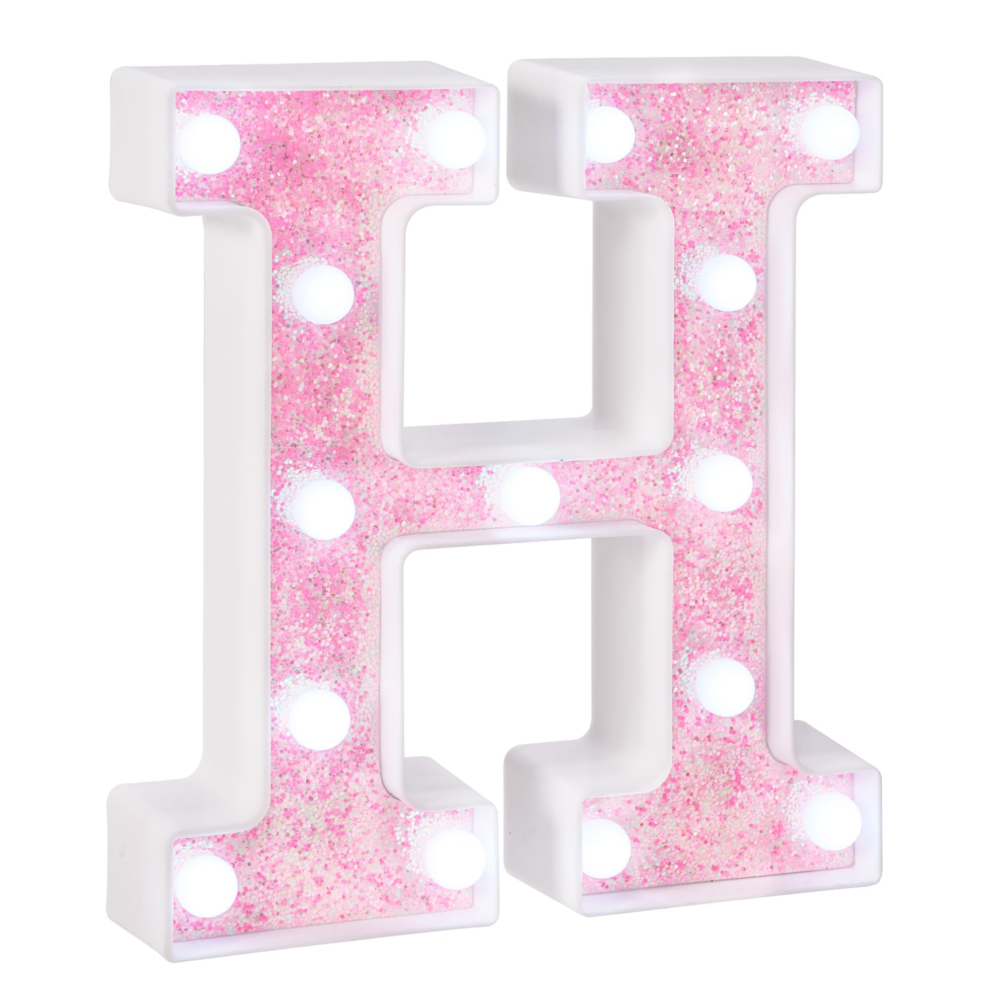EUFONY Pink Glitter Marquee Light Up Letters, Battery Operated LED Letter Lights Signs for Pink Birthday Party Table Decorations, Wall Decor for Girls