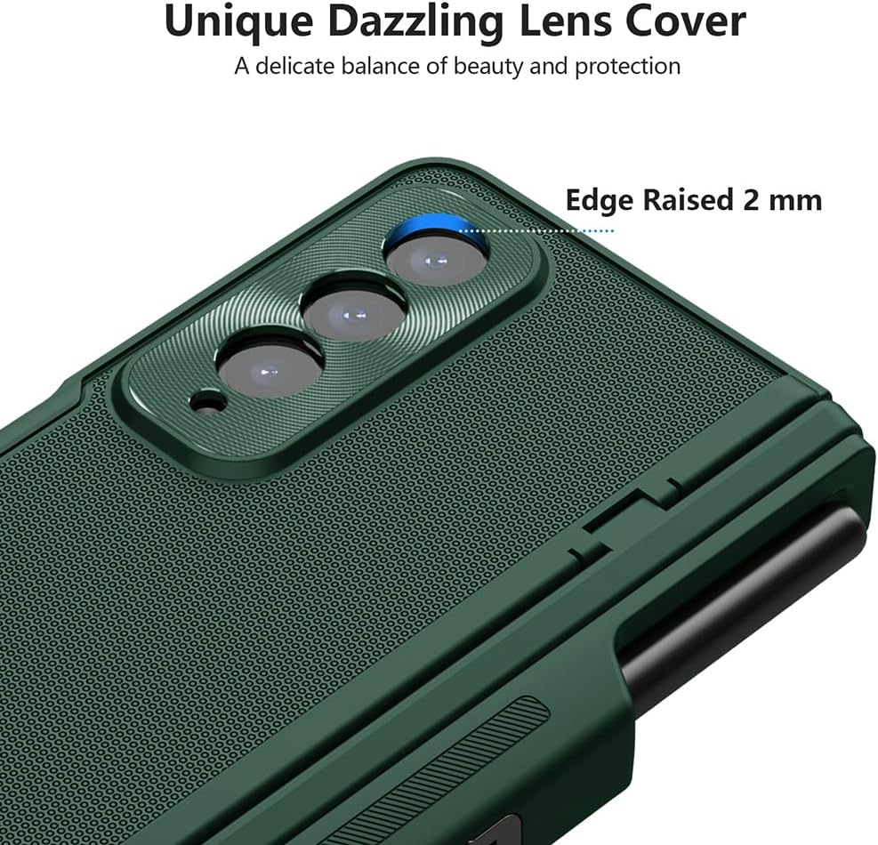 Nillkin Upgraded Case for Samsung Galaxy Z Fold 4 with S Pen Holder & Bump Texture Design [Creative Hinge Protection][Hidden Kickstand] Protective Phone Case - Green