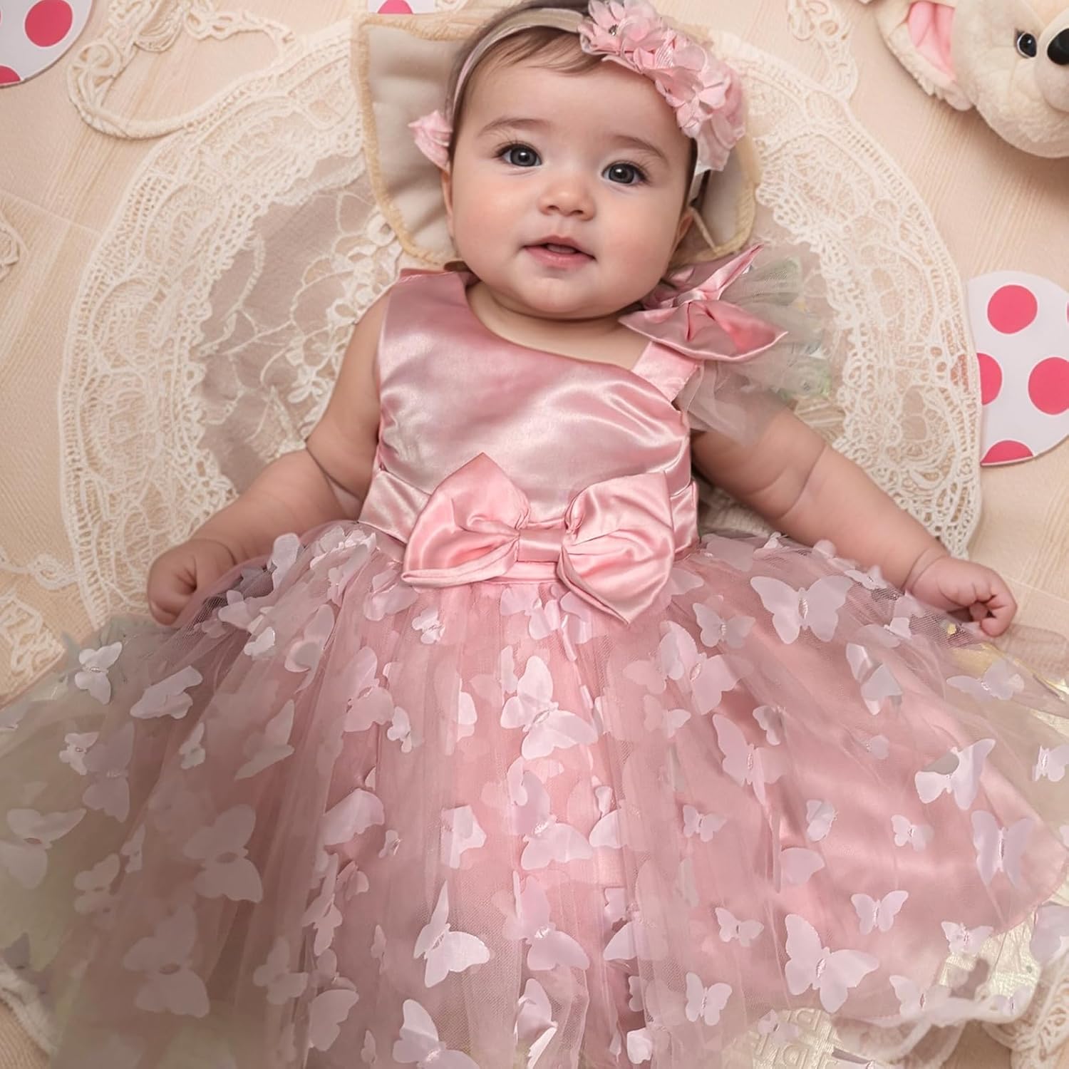 LZH Toddler Girl Dress Butterfly Costume for Girls Baby Birthday Bowknot Tutu Dress Outfits with Headband