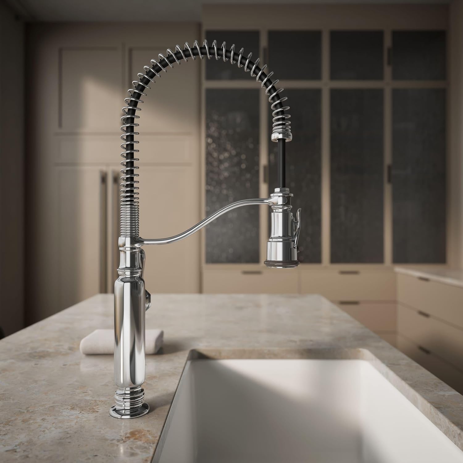 KOHLER Tournant Semi-Professional Pull-Down Kitchen Sink Faucet, Commercial Kitchen Faucet with Pull Down Sprayer, 77515-CP, Polished Chrome