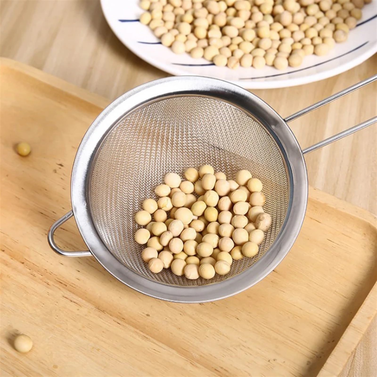Sieb feinmaschig 1 stück Edelstahl Filter Küche Filter Feine Mesh Löffel Gebratene Lebensmittel Gebraten Fried Öl Sieb Ablauf Kochen Werkzeuge Sieb(22cm)