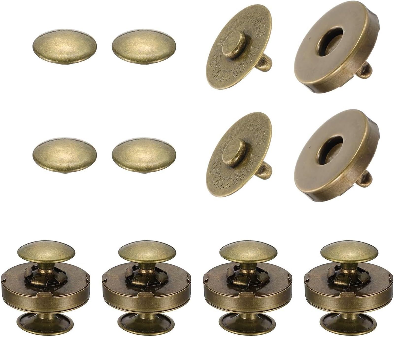 Magnetic Press Studs 10 Sets 14mm and 18mm Diameter Round Magnetic Snap, Strong Button Clasps Double-Sided Leather Snaps(18mm Bronze)