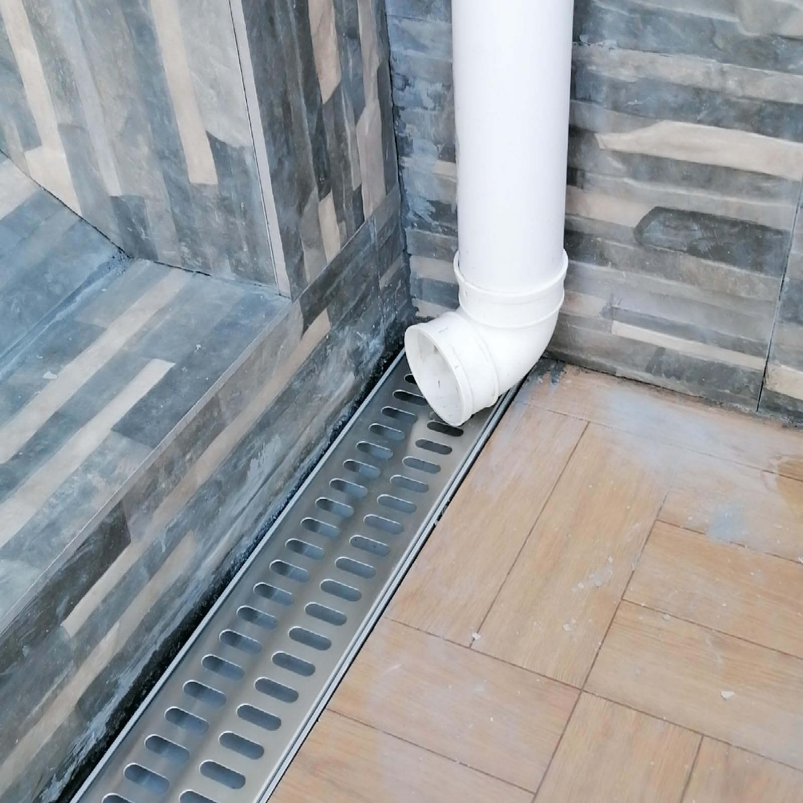 WQPMNYG Premium Linear Trench Drain Grate Corner, Deep Profile Channel Drain Kit for Efficient Sewer & Under Deck Drainage System, Patio Drain for Sump Pump Discharge (60x10x4)