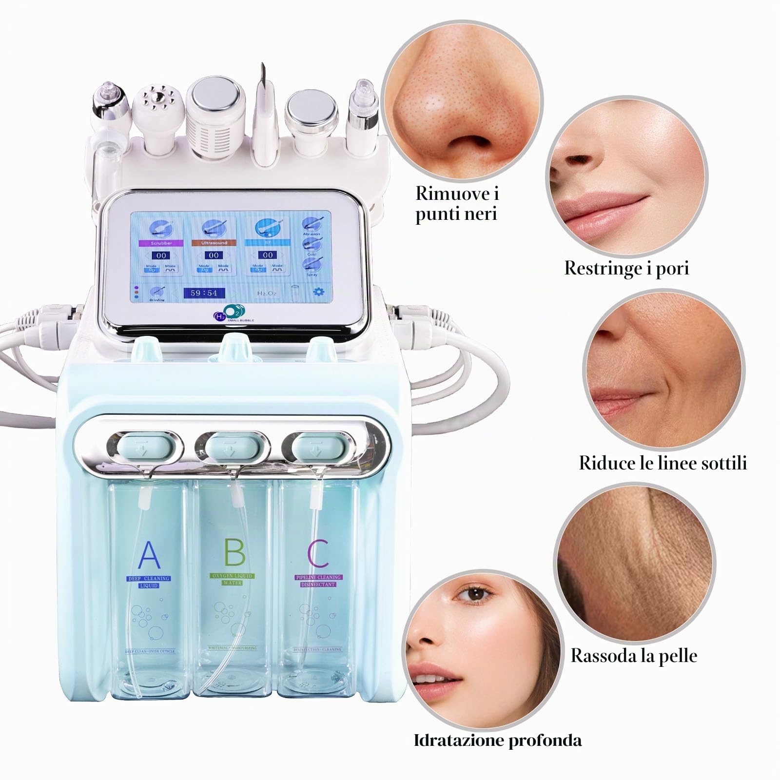 Acquafacciale Dispositivo 6 In 1 Idrogeno Ossigeno Cura Della Pelle Macchina Viso Umidificazione