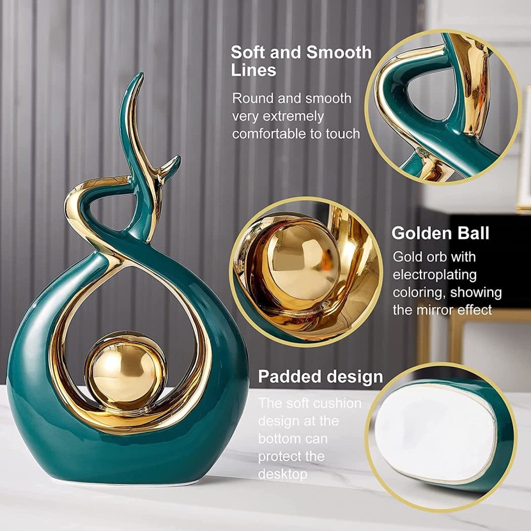 Oggettistica Per La Casa Moderna,Sculture Moderne Design Astratta Scultura in Ceramica, Arredi, Creative Cantinette Vino, libreria, Salotti,Decorazioni -adatta anche come regalo ,Alta 27 cm,Verde,S
