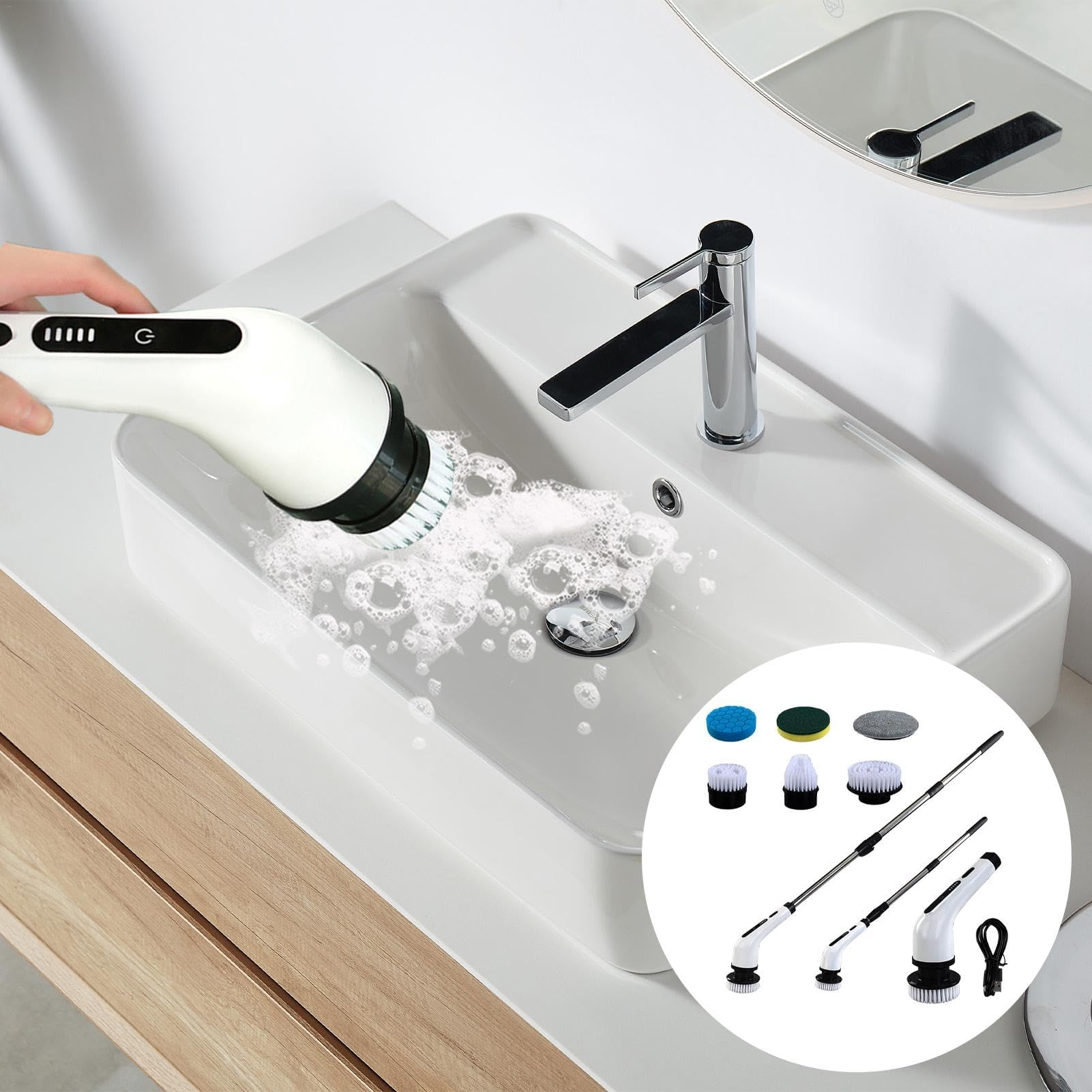 Cepillo for Grietas, Cepillo for Fregar, Cepillo eléctrico, Cepillo for Ducha, fregador for bañera, Cepillo for Quitar la Suciedad del Suelo y la Pared de Azulejos