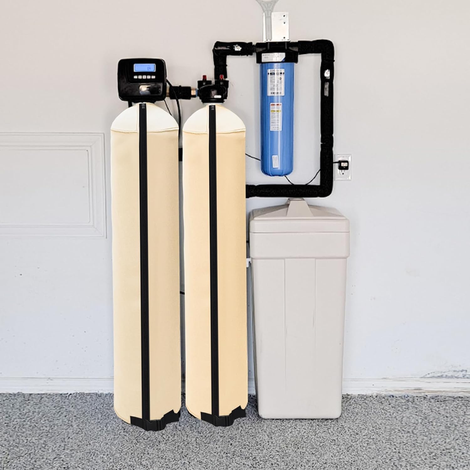 Okcool Water Softener Tank Jacket,Water Softener Neoprene Sweat Jacket,3.5mm Thick Neoprene Absorbable Condensate Water to Prevent Sweating(13x54,Beige)