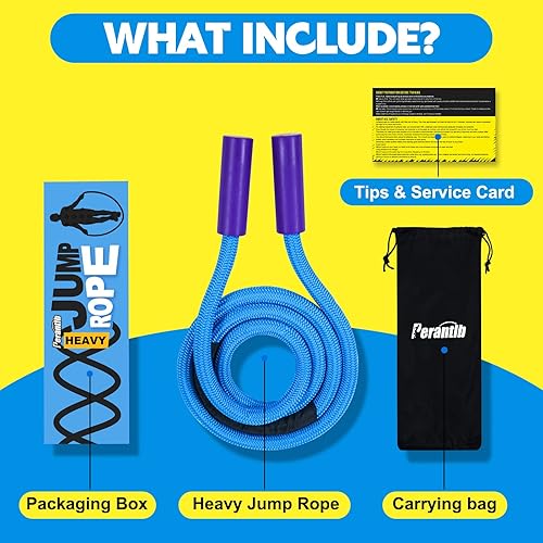 Miniatura 2 de Cuerdas de saltar con peso con mango de rotación de 360 grados. Cuerda de saltar pesada de 1 pulgada, 2.7 libras3 libras para hombres y mujeres,