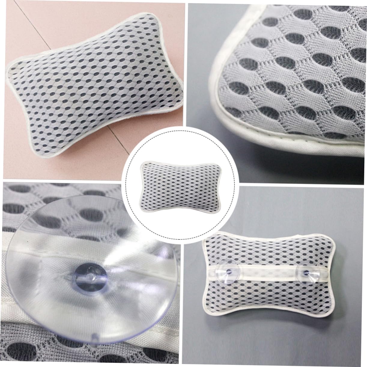 2 Pezzi Cuscino Bagno Poliestere con Ventose Antiscivolo per e Accessori per Spa e Adatto Tutti Tipi Vasche
