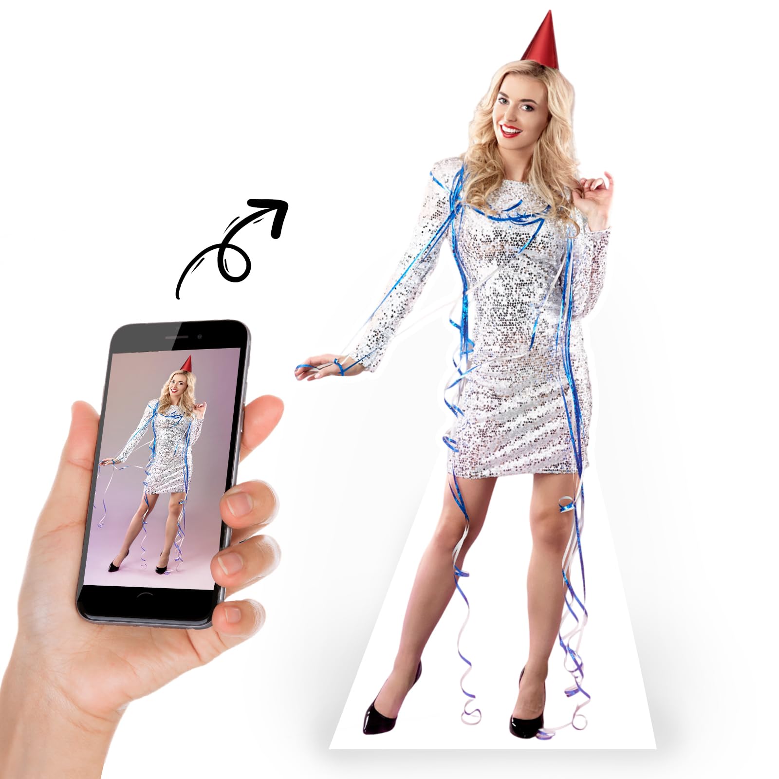 Custom Life Size Cardboard Cutout - Personalized High Resolution Stand Up Custom Cutout Upload Your Own Photo - Perfect for Wedding & Birthday, 1ft to 8ft, Multi Color