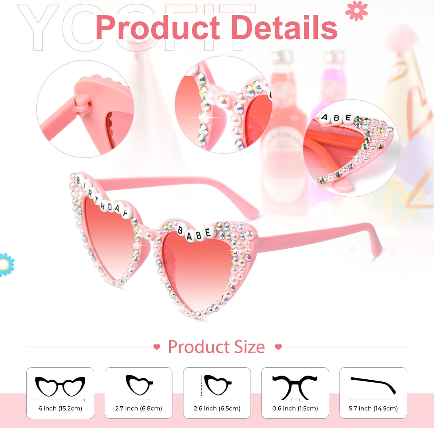 YOGFIT Birthday Glasses for Women, Birthday Party Gifts Accessories 'Birthday Queen' Birthday Sunglasses for Happy Birthday - Image 3