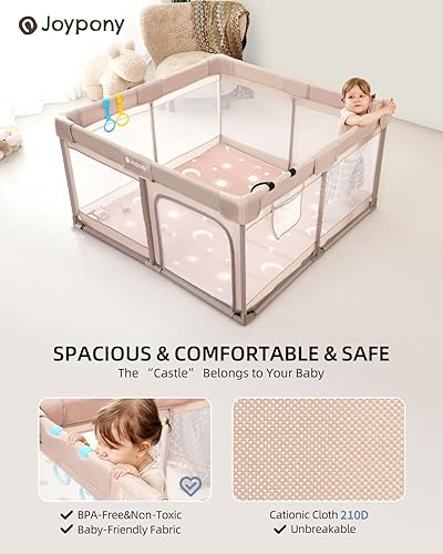 Miniatura 2 de Corralito para bebés con alfombra, corralito pequeño de 50 x 50 pulgadas para bebés, corralito de juegos para niños pequeños para apartamento, patio