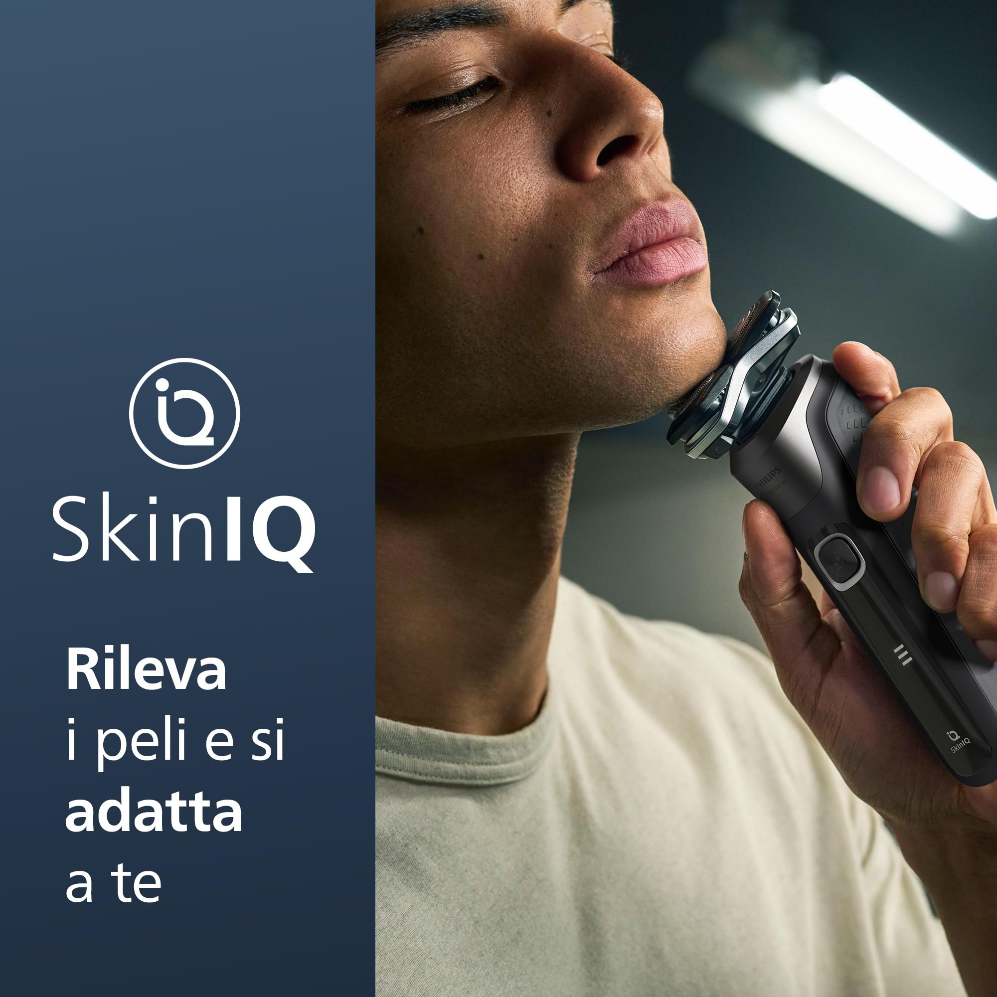 Rasoio elettrico Philips S5000 - Rasoio elettrico Wet & Dry in grigio carbonio con 1 rifinitore a scomparsa, astuccio morbido, cappuccio di protezione e supporto di ricarica (modello S5887/13)