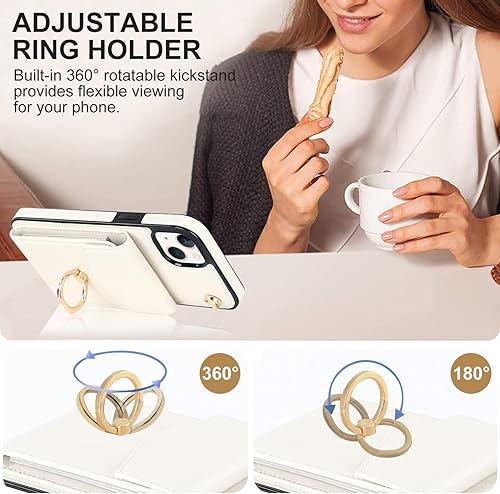 Miniatura 10 de Asuwish Funda para iPhone 13 Mini de 5.4 pulgadas con protector de pantalla de vidrio templado y anillo RFID, soporte para tarjeta de crédito,