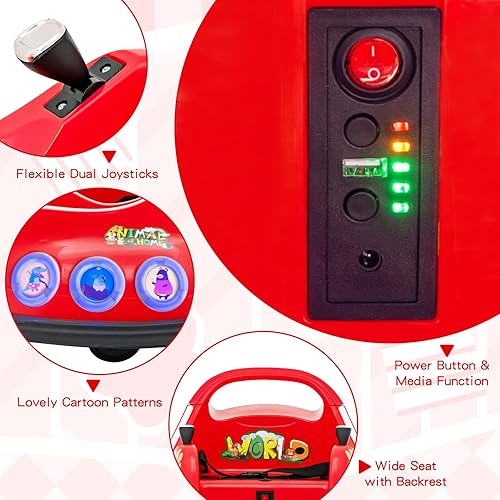 Miniatura 5 de Costzon Coche de parachoques para niños, parachoques eléctrico de 12 V con control remoto, giro de 360 grados, luces intermitentes, música integrada
