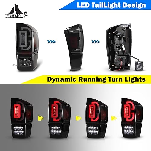 Miniatura 24 de WOLFSTORM LED Tail Light Fit for 2016-2023 Toyota Tacoma, 2016-2013 Toyota Tacoma Tail Light Replacement Assembly,1 Pair(Clear Lens)