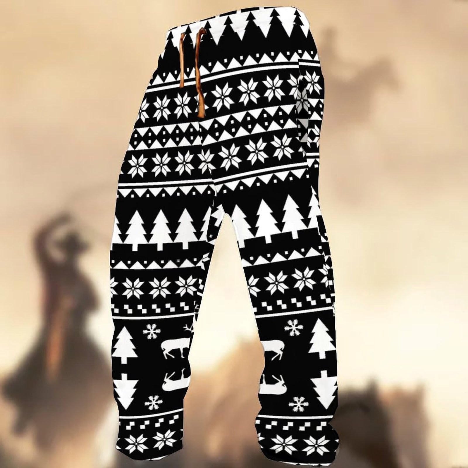 Générique Set di abbigliamento sportivo da uomo 2 pezzi Pantaloni della tuta con cappuccio stampati natalizi casual da uomo