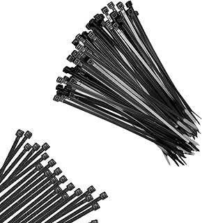 250 Pack 9.8 Inch Heavy Duty Cable Ties - Self-Locking Nylon Wire Wraps for Indoor and Outdoor Use - Premium Black Ties for Secure Bundling and Organization