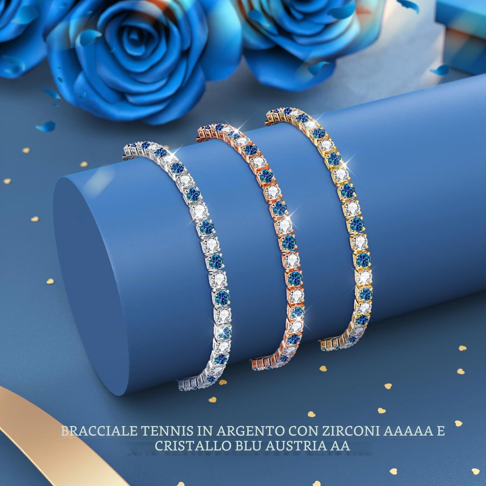 J.Fée Regalo per Lei Regalo Donna, Bracciale Donna Argento 925 con 5A Sparkle Zircone Bracciale Tennis Bracciali Argento Bracciali Donna Argento Gioielli Donna Regali Donna per Mamma Lei